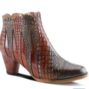 Brown Textured Ankle Boots